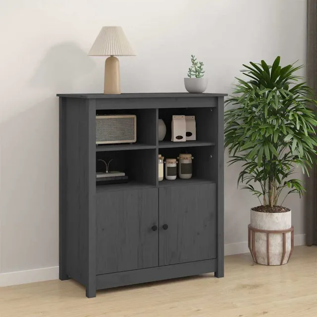 vidaXL Dressoir 83x41,5x100 cm massief grenenhout grijs, foto 2