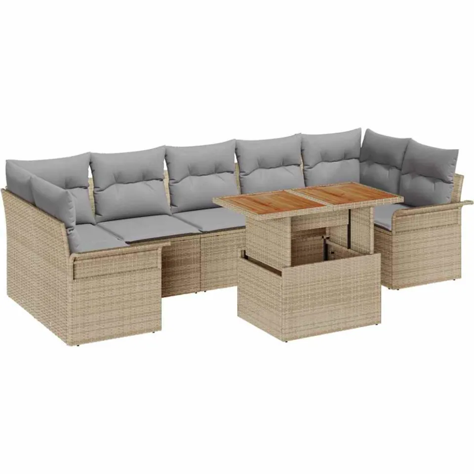 vidaXL Tuin Sofa Set 8 st Beige Poly riet
