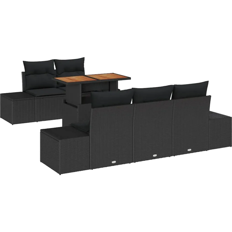vidaXL Tuin Sofa Set 6 st Zwart Poly riet, foto 4