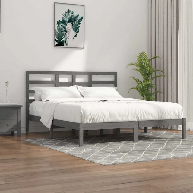 vidaXL Bedframe massief hout grijs 200x200 cm