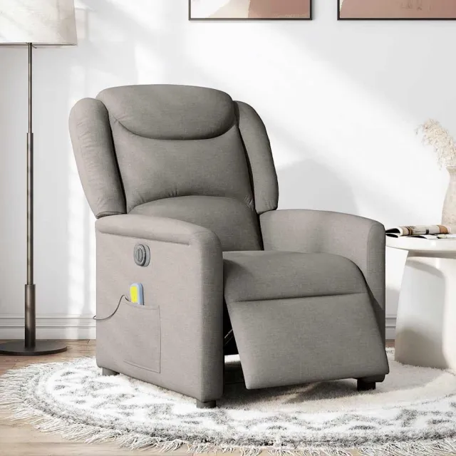 vidaXL Massagestoel elektrisch verstelbaar stof taupe