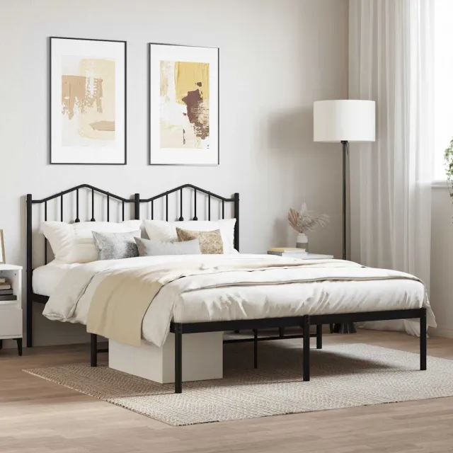 vidaXL Bedframe met hoofdbord metaal zwart 140x190 cm