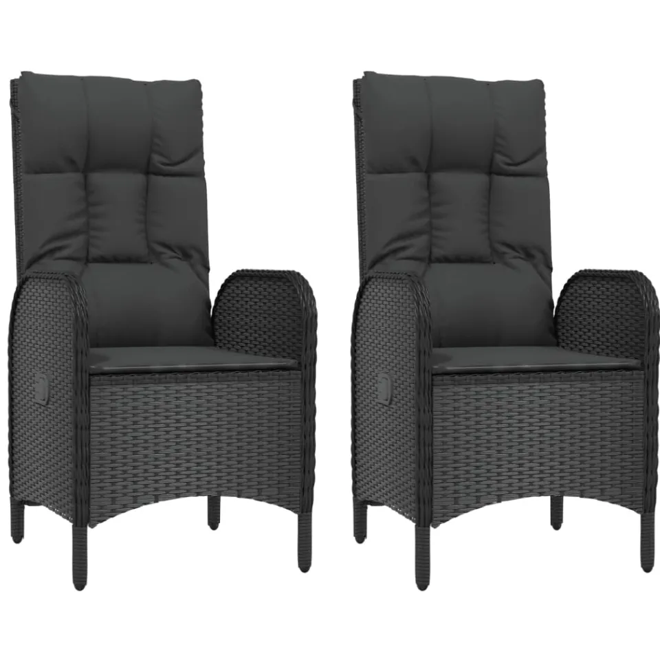 vidaXL 3-delige Tuinset met kussens poly rattan zwart, foto 3