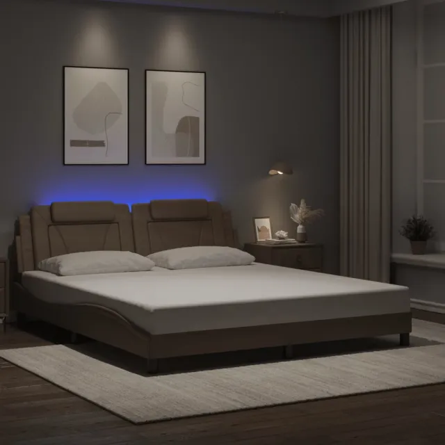 vidaXL Bedframe "Viana" met LED zonder matras cappuccino 180x200 cm Bruin