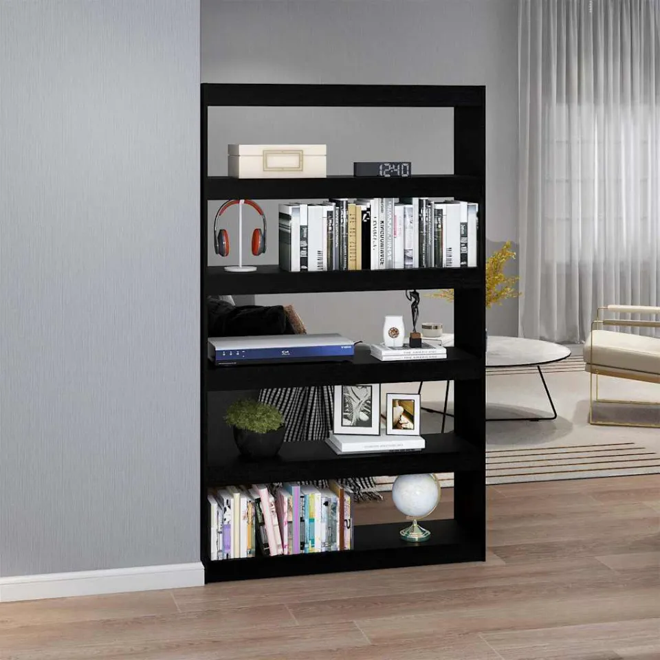 vidaXL Boekenkast/kamerscherm 100x30x167,5 cm massief grenenhout zwart, foto 3