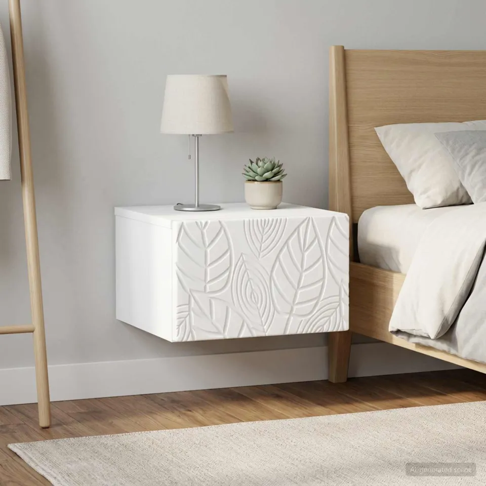 vidaXL Wandbeugel Bedkast 2 st Wit 49 x 34,5 x 20 cm Bewerkt hout, foto 2