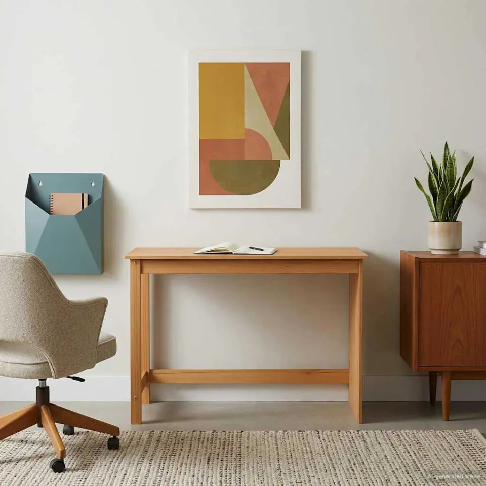 vidaXL Bureau MOSS Honingbruin 112 x 50 x 75 cm Massief Vurenhout bruin, foto 3