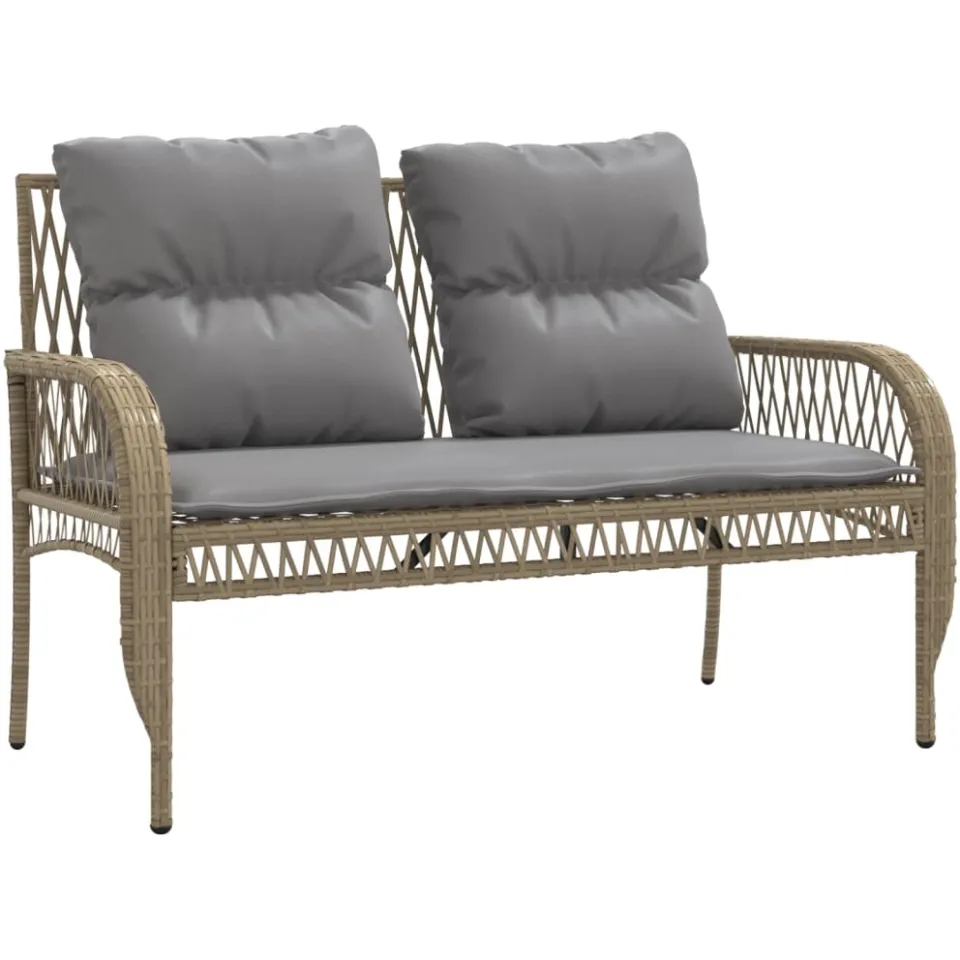 vidaXL 4-delige Loungeset met kussens poly rattan beige