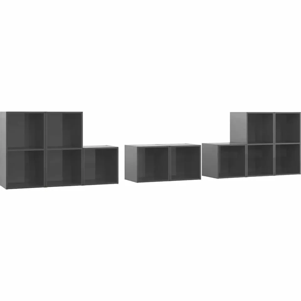 vidaXL 8-delige Tv-meubelset bewerkt hout hoogglans grijs, foto 3