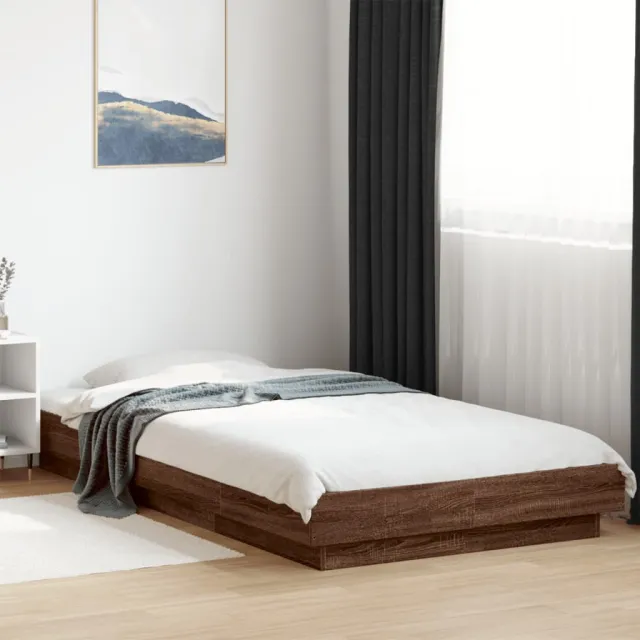 vidaXL Bedframe met LED-verlichting bruin eikenkleur 90x190 cm