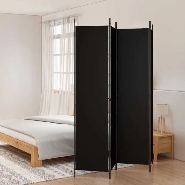 vidaXL Kamerscherm met 4 panelen 200x220 cm stof zwart, foto 2