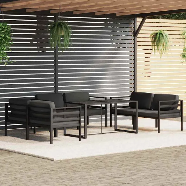 vidaXL 7-delige Loungeset met kussens aluminium antracietkleurig, foto 2