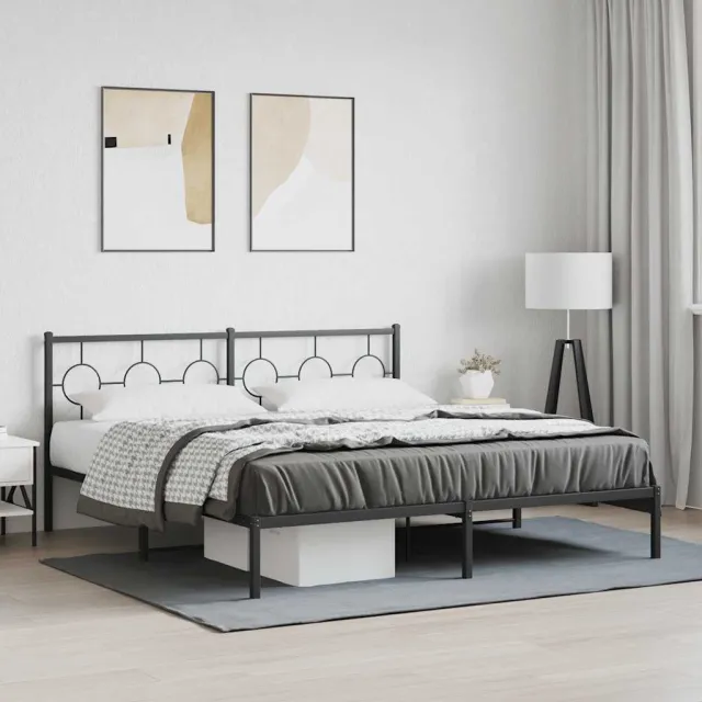 vidaXL Bedframe met hoofdbord metaal zwart 183x213 cm
