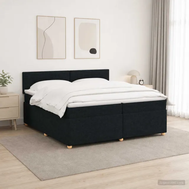 vidaXL Boxspringbed met matras met hoofdeinde Zwart 200 x 200 cm Stof