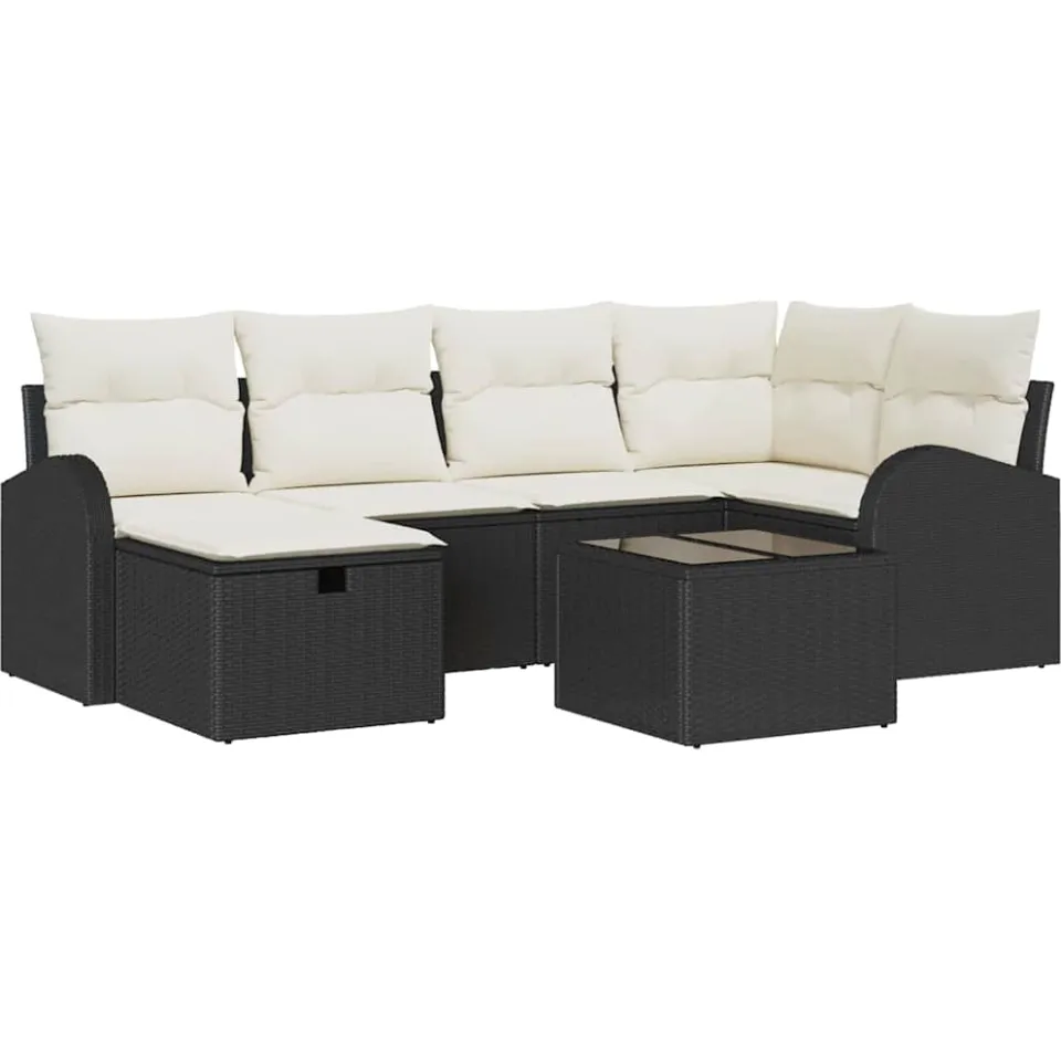 vidaXL Tuin Sofa Set 7 st Zwart poly rattan