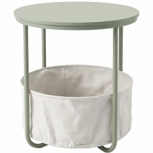 SCENA LIVING Ronde bijzettafel met mand, Ø 45 cm x 50 cm Groen