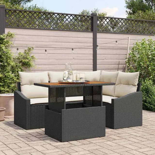 vidaXL Tuin Sofa Set 5 st Zwart Poly riet, foto 2