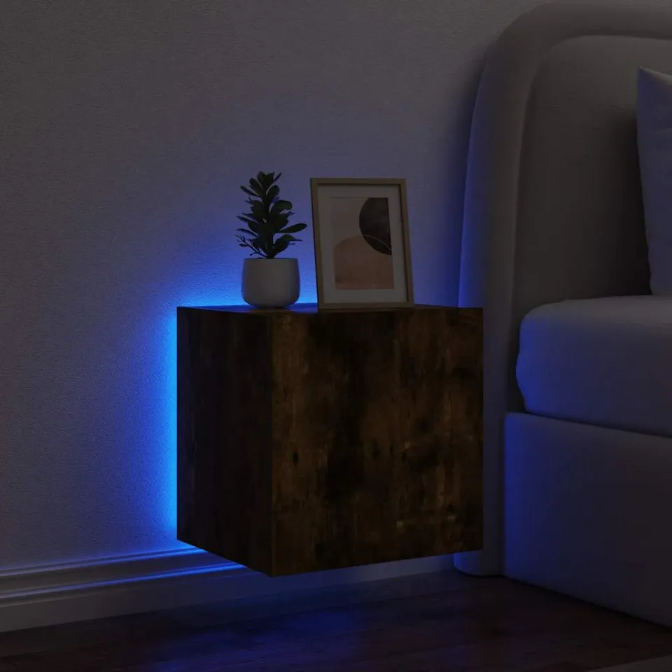 vidaXL Tv-wandmeubel met LED-verlichting 40,5x35x40 cm gerookt eiken, foto 3