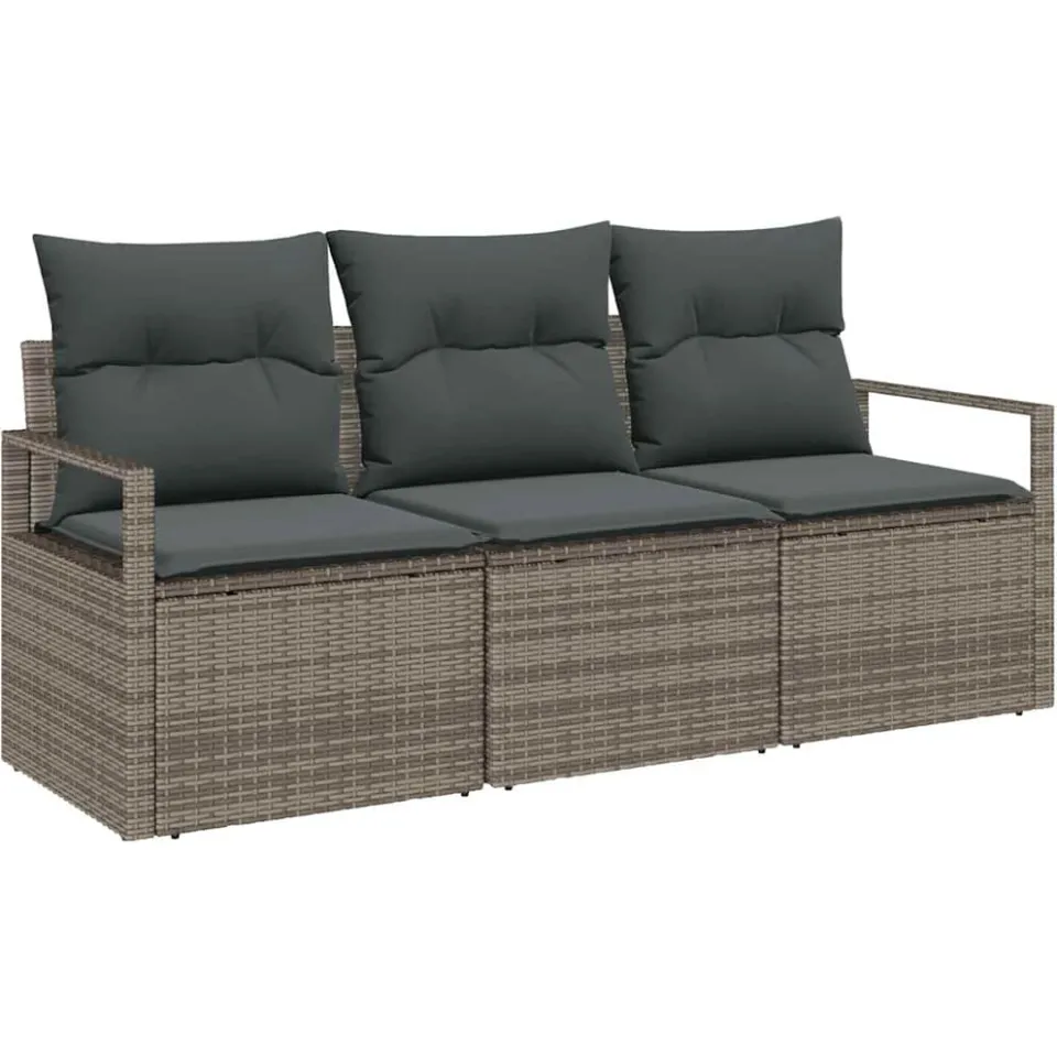 vidaXL Bankstel 3 st Grijs poly rattan