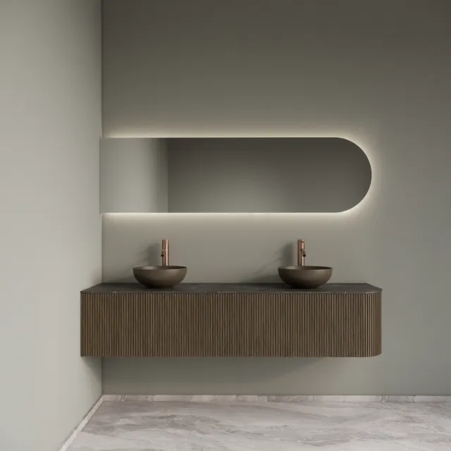 Gliss Design Badkamermeubelset Gliss Design Alluro 180 cm Links Ash Grey Grijs