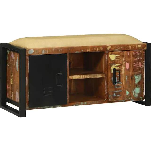 vidaXL Bank Kast Multikleur 100 x 35 x 50 cm Massief gerecycled hout Meerkleurig