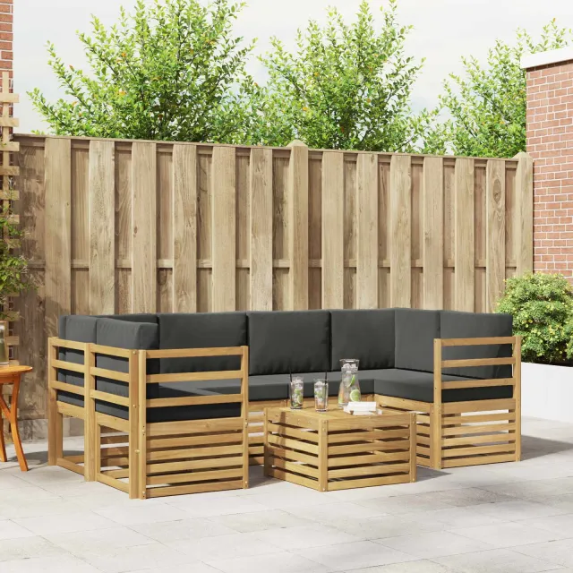 vidaXL Buiten bankenset 7 st 6-zits Wit en antracietkleurig Polyester