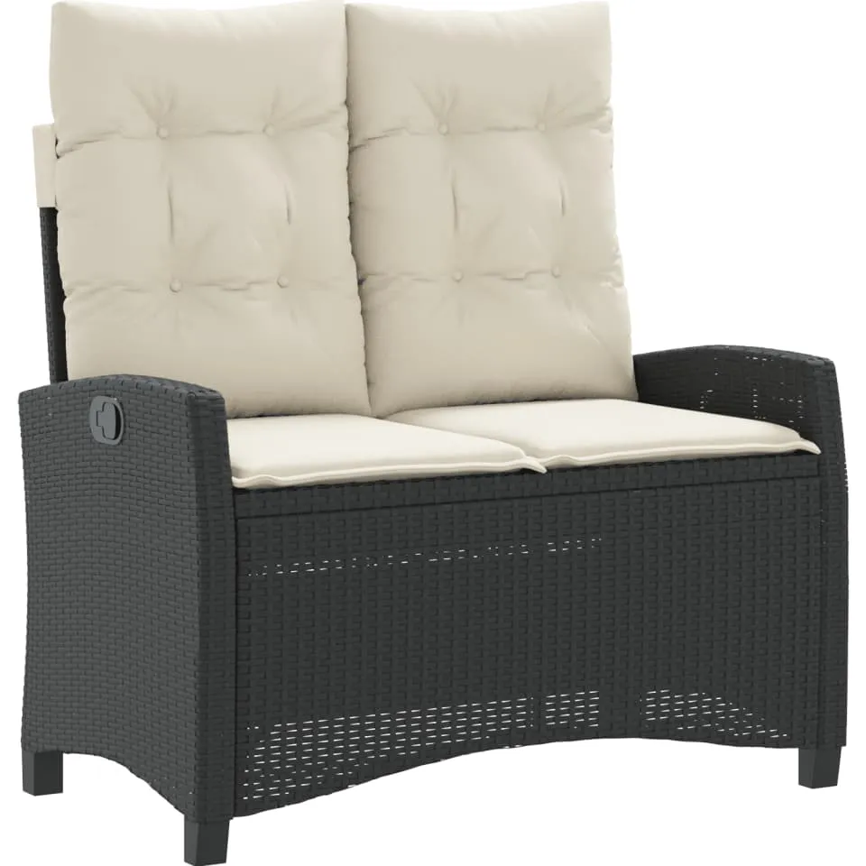 vidaXL 4-delige Tuinset met kussens poly rattan zwart