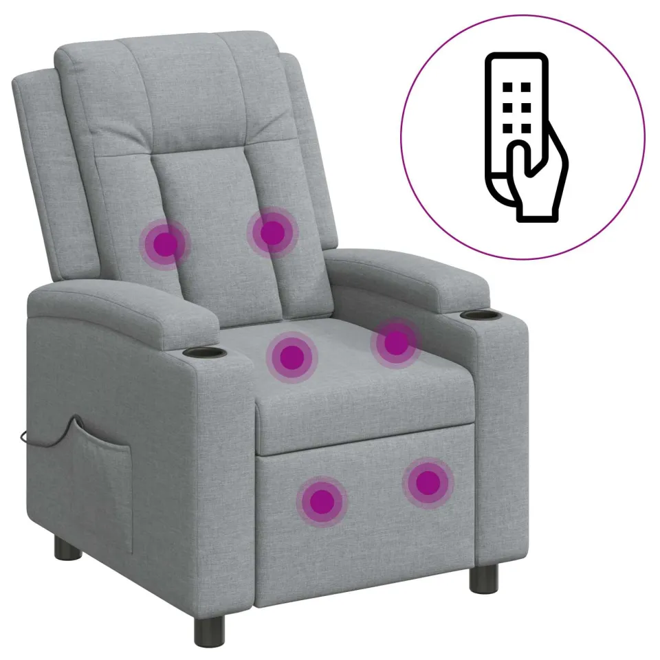 vidaXL Massage-relaxstoel Lichtgrijs 75 x 95 x 100 cm Stof, foto 3