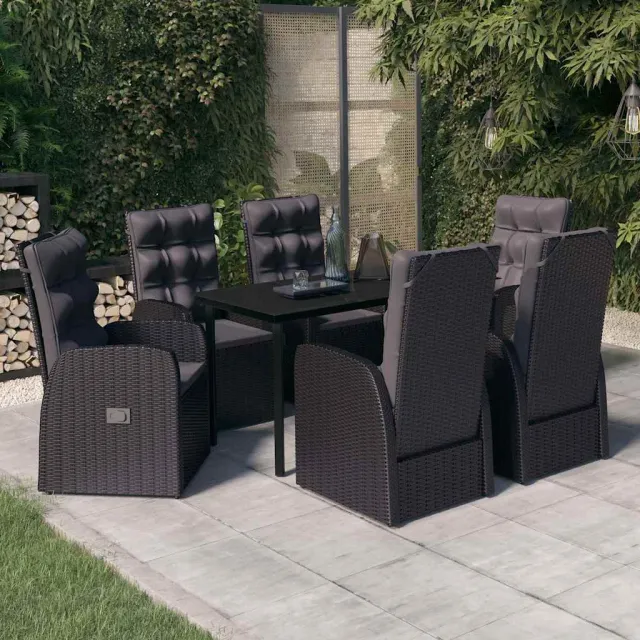 vidaXL 7-delige Tuinset met kussens zwart, foto 2