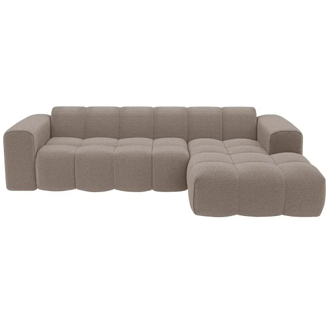 Vente-unique Hoekbank rechts in taupe chenillestof van Maison Céphy CALESO