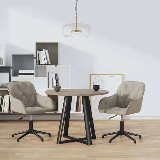 vidaXL Eetkamerstoelen draaibaar 2 st fluweel lichtgrijs grijs, foto 2