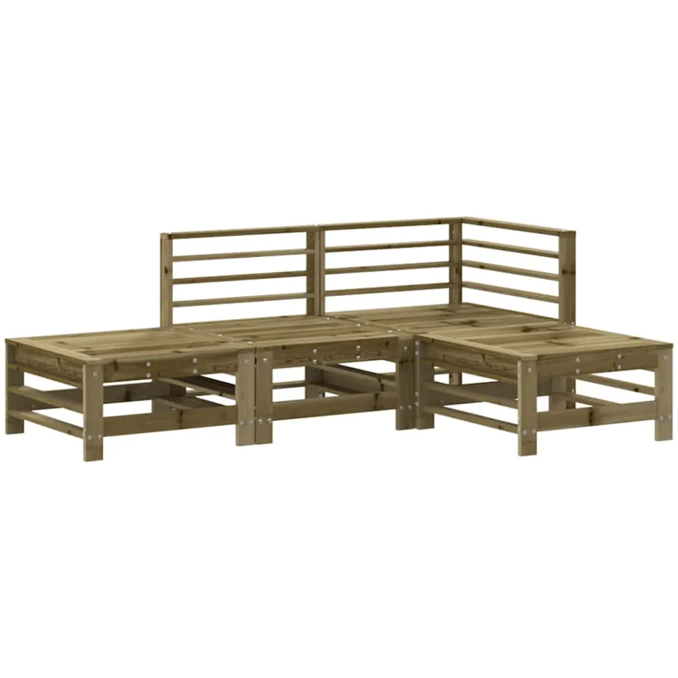 vidaXL 4-delige Loungeset geïmpregneerd grenenhout bruin, foto 3