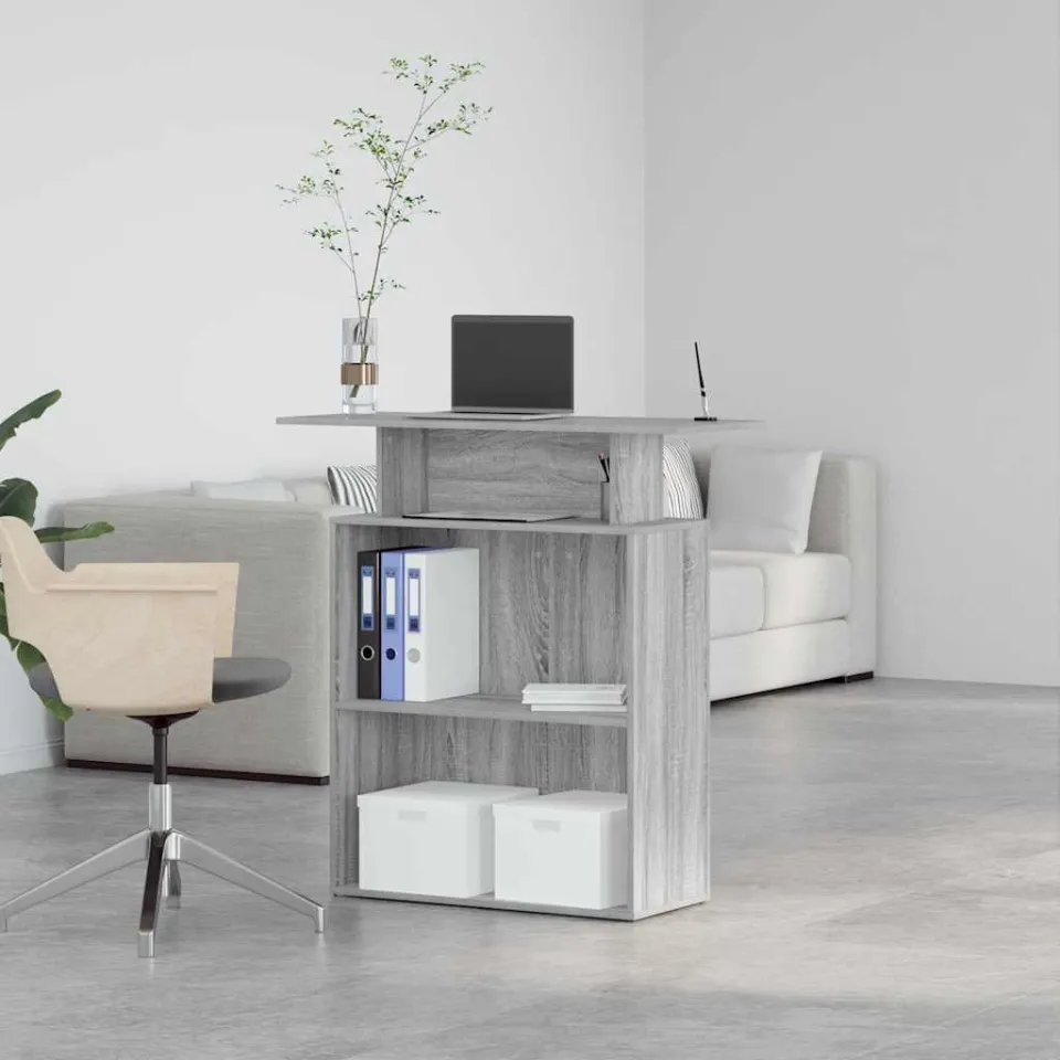 vidaXL Receptiebalie 100x40x104 cm bewerkt hout grijs sonoma eiken, foto 4