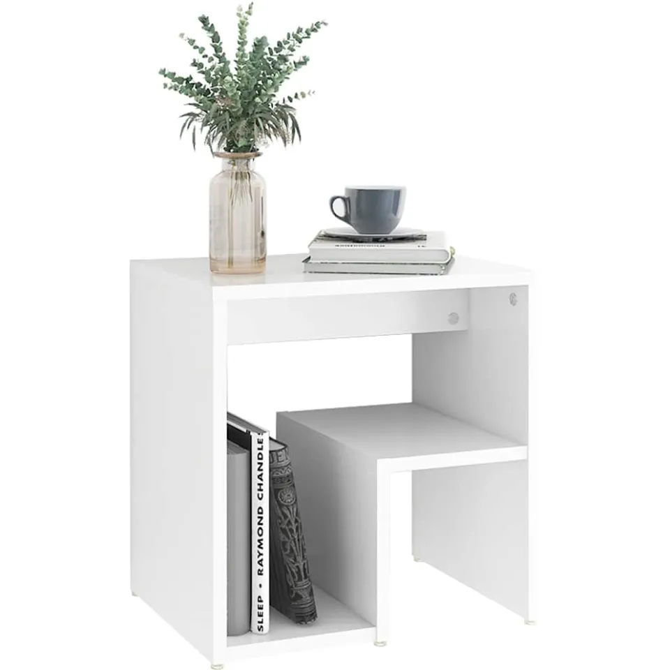 vidaXL Nachtkastjes 2 st 40x30x40 cm bewerkt hout wit, foto 3