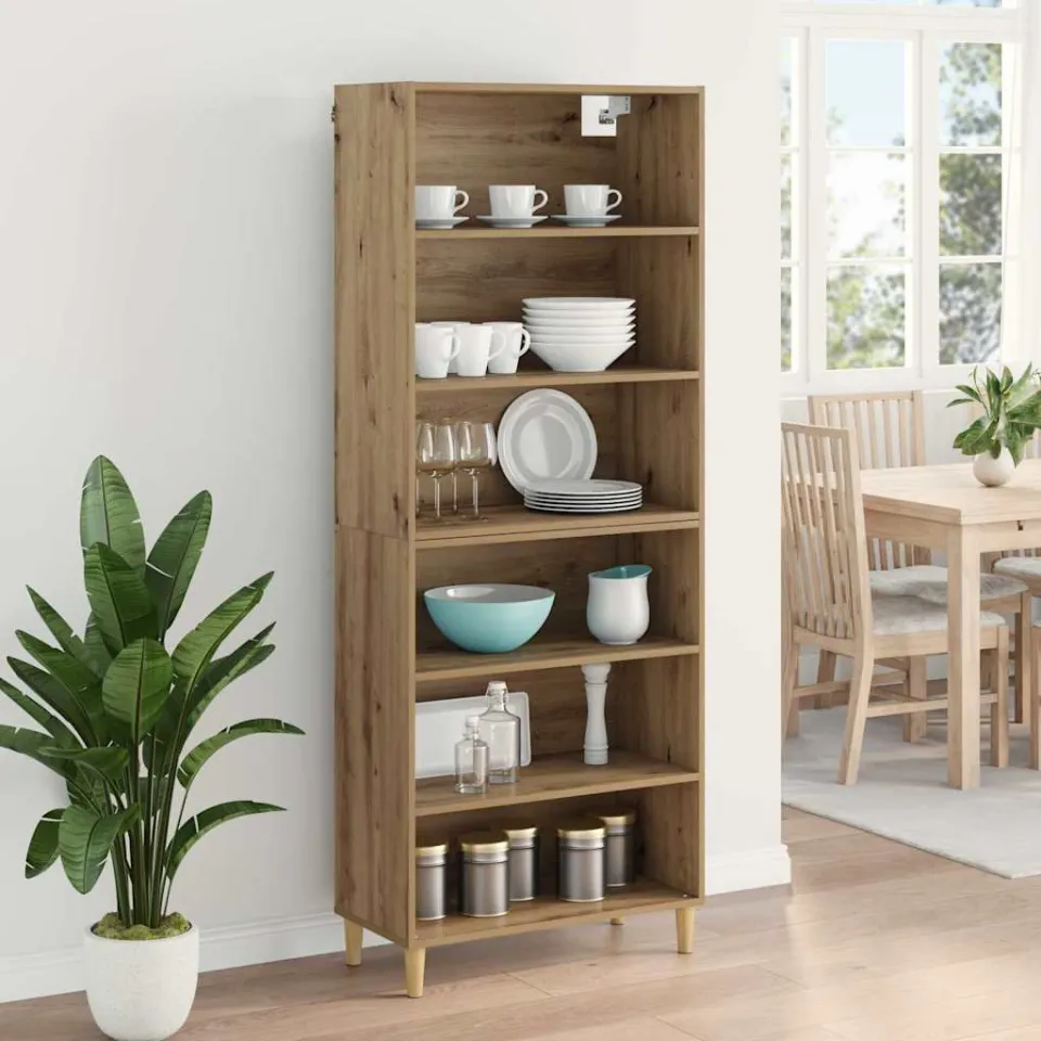 vidaXL Hoge kast Artisan Eiken 69,5 x 32,5 x 180 cm Bewerkt hout, foto 3