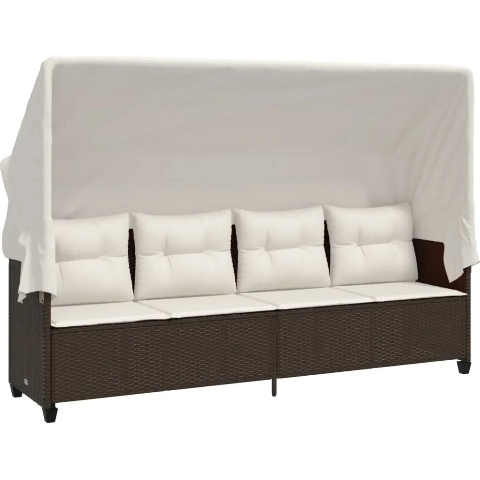 vidaXL 5-delige Loungeset met kussens poly rattan bruin