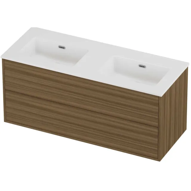 Proline Tribute Badmeubelset Porselein Elegant 120x46x54 cm Glans Wit Caramel Walnut Houtlook