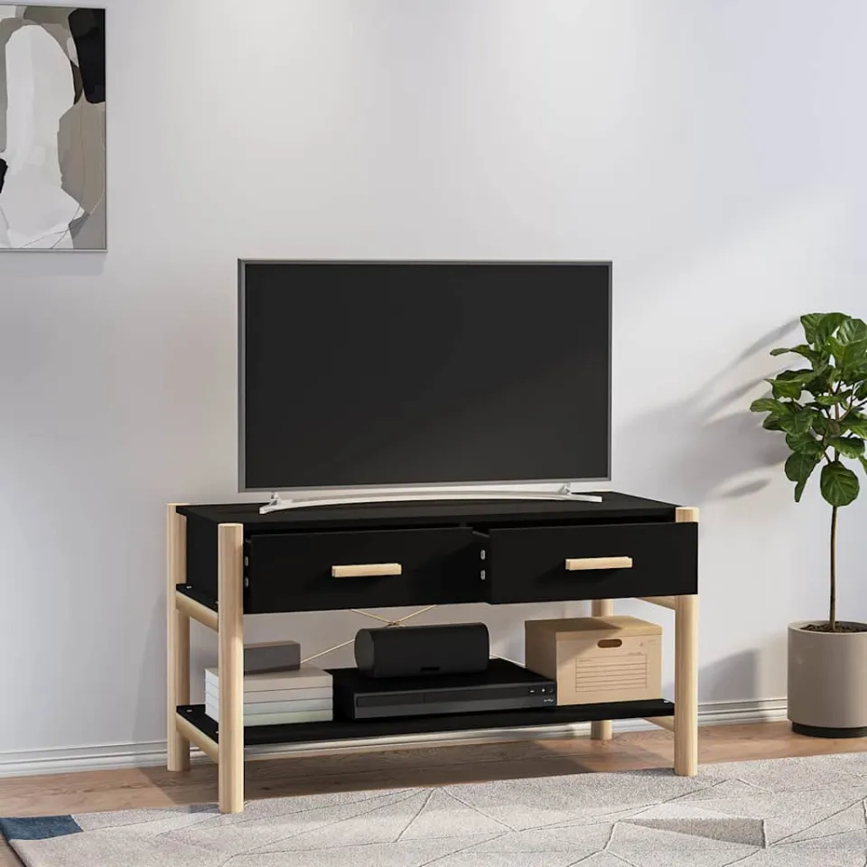 vidaXL Tv-meubel 82x38x45 cm bewerkt hout zwart, foto 3