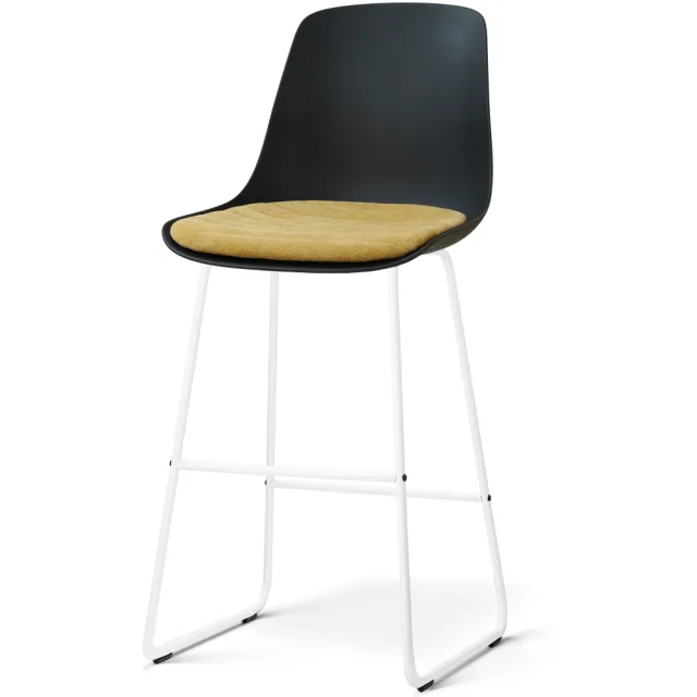 Nolon Nino-Liv barkruk zwart met warm oker zitkussen - wit onderstel - 75 cm