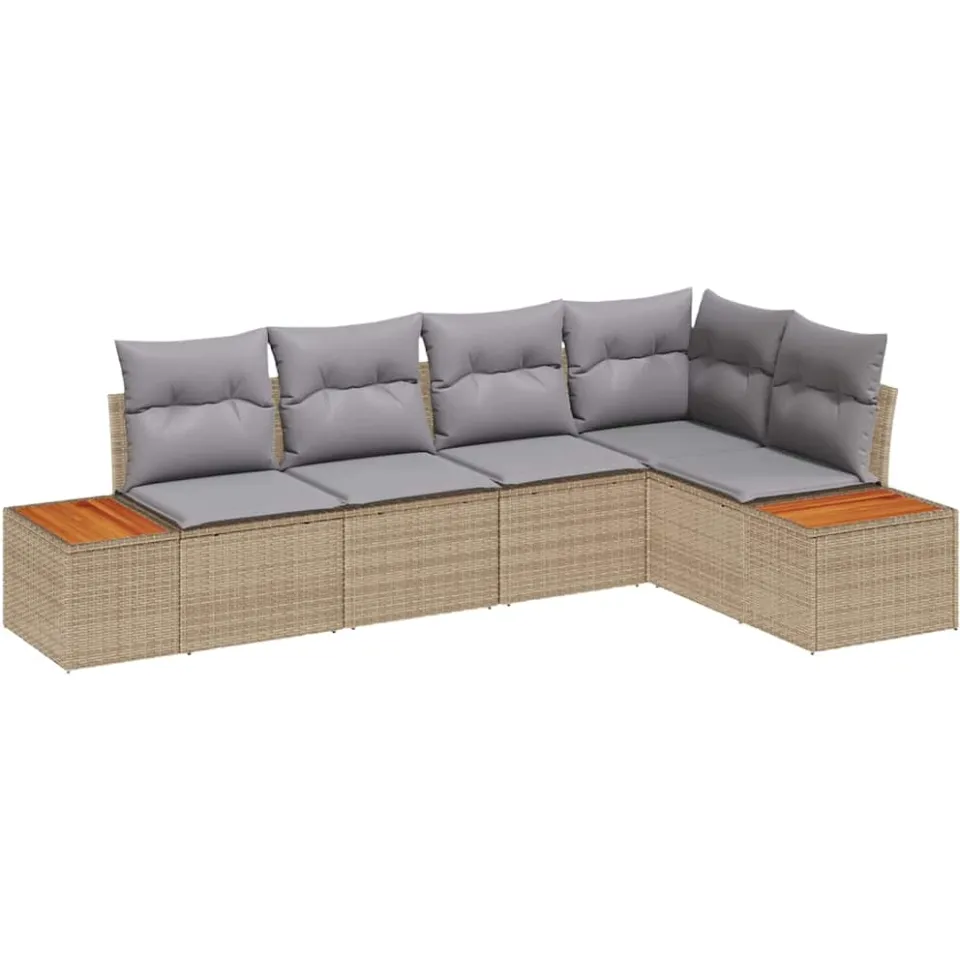vidaXL Tuinbankenset 5 st Beige Poly riet