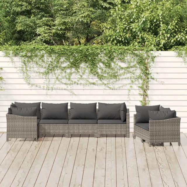 vidaXL 7-delige Loungeset met kussens poly rattan grijs, foto 2
