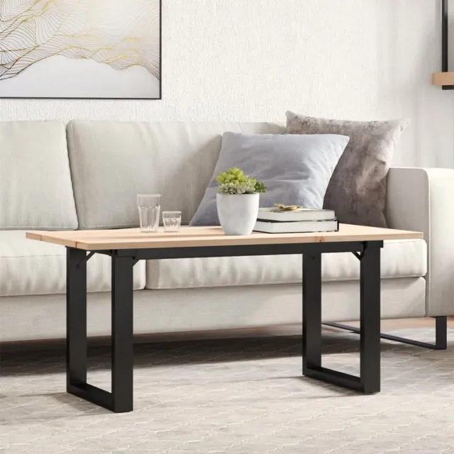 vidaXL Salontafel O-frame 90x40x45 cm massief grenenhout en staal Bruin