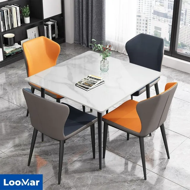 LooMar Luxe Keukentafel - Tafel voor in de keuken - Wit - Grijs