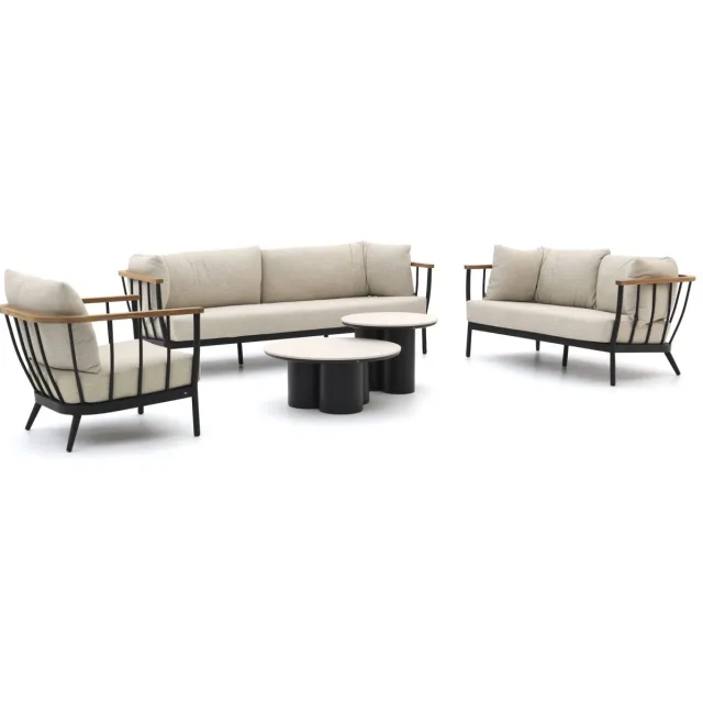 Apple Bee Condor/Tonga stoel-bank loungeset 5-delig 6-zits zwart, foto 2