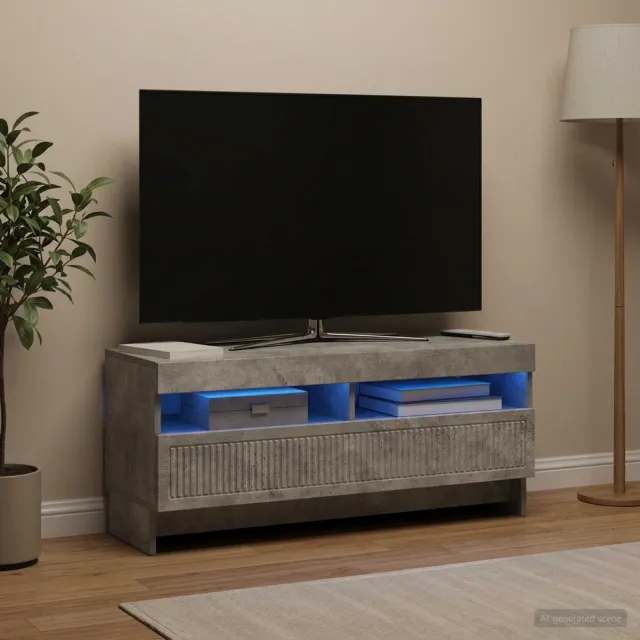 vidaXL LED tv-meubel EDE 100 x 35 x 43 cm Betongrijs Bewerkt hout