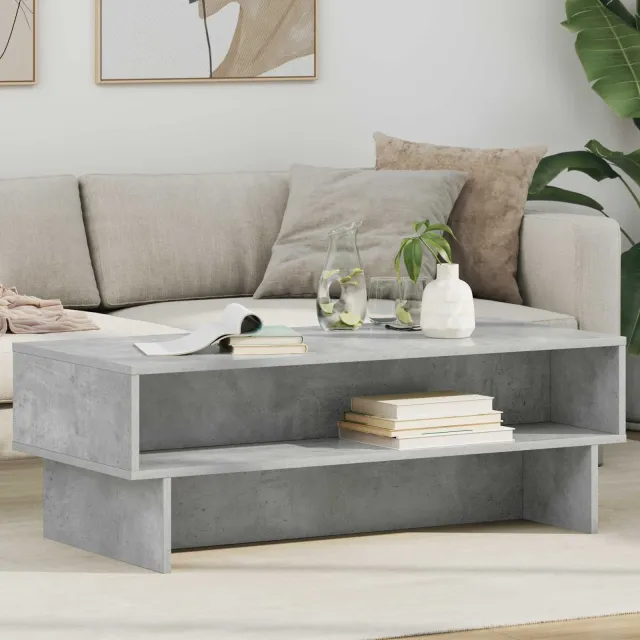 vidaXL Salontafel Beton Grijs 100 x 46 x 35 cm Bewerkt hout, foto 2