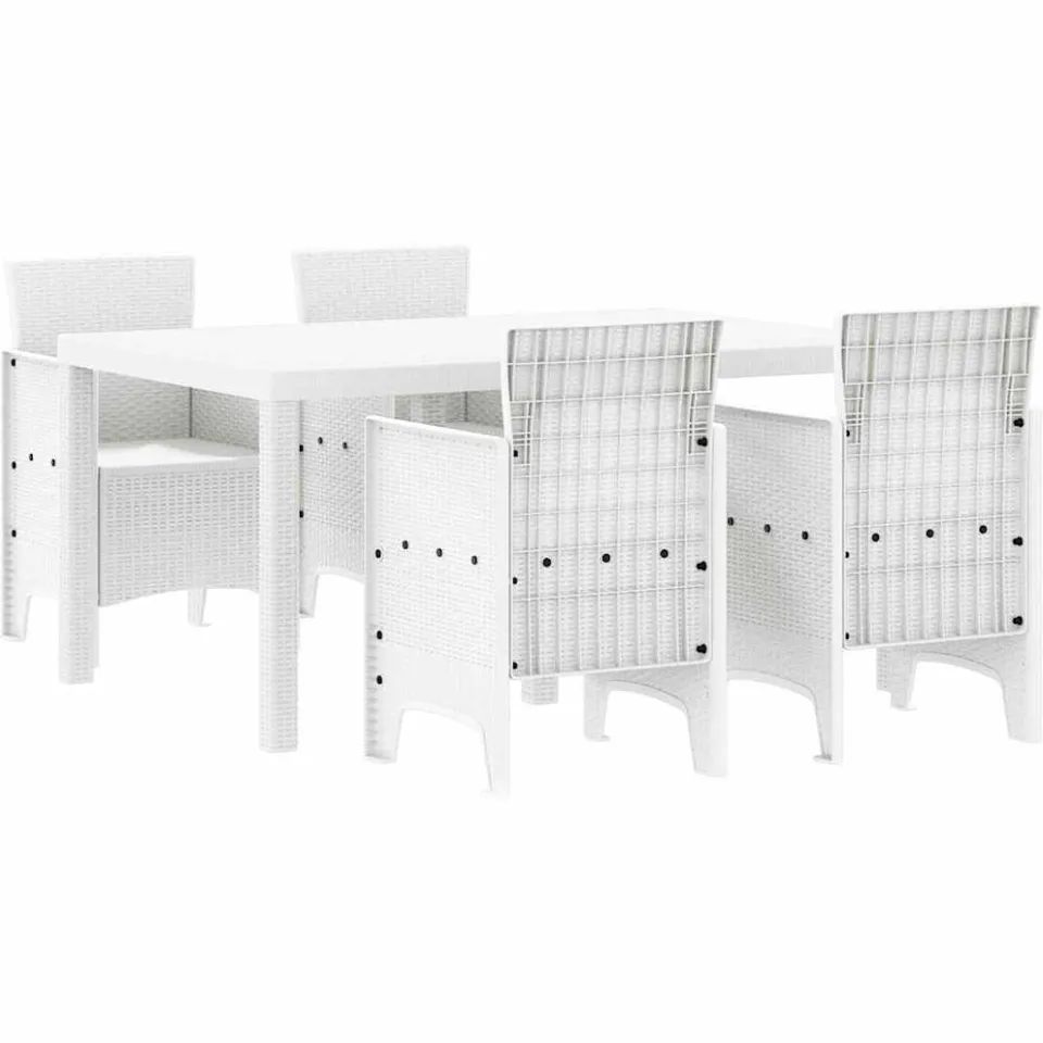 vidaXL Tuin Eetset 5 st Wit Polt riet