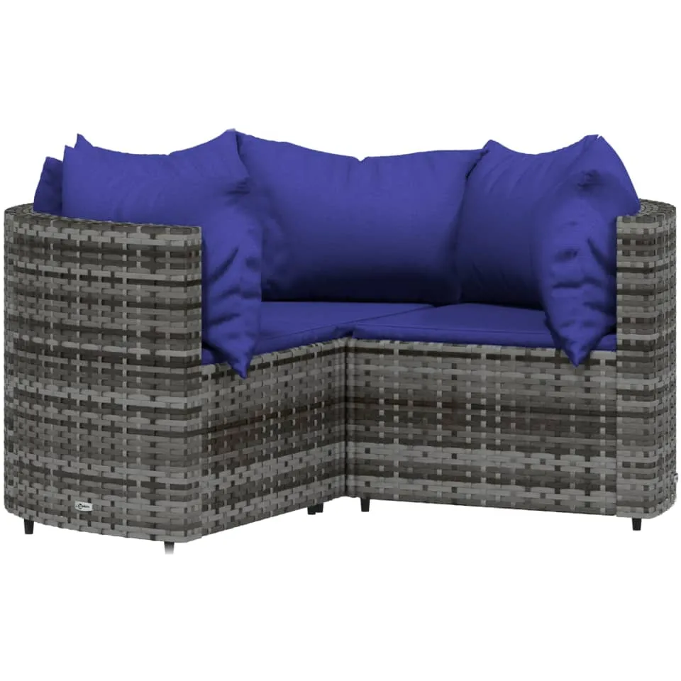 vidaXL 4-delige Loungeset met kussens poly rattan grijs