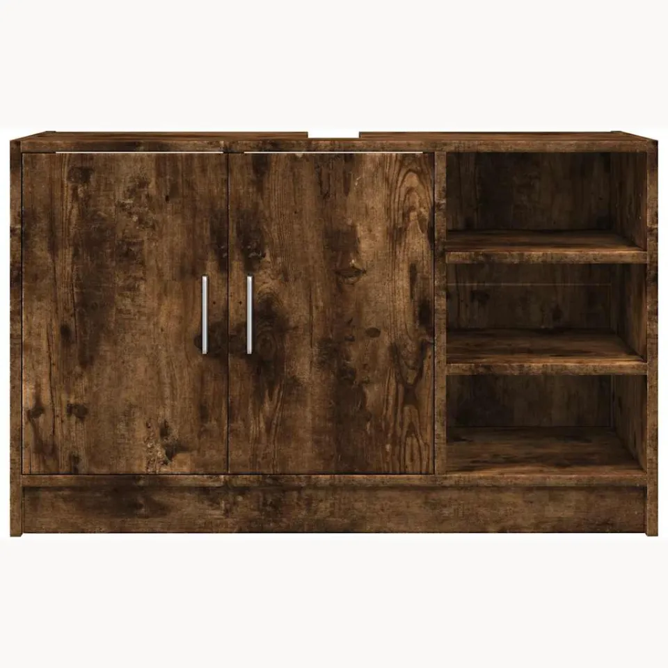 vidaXL Wastafelkast 90x29x55 cm bewerkt hout gerookt eikenkleurig, foto 4
