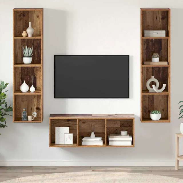 vidaXL Tv-meubelset 3 st 37 x 37 x 142,5 cm Oud Hout bruin, foto 2